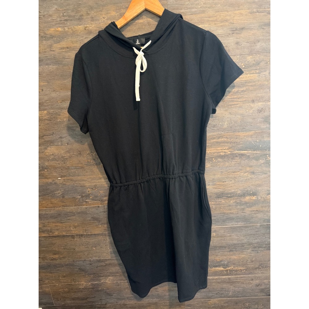 Jason Wu Black Short Sleeve Hooded Dress Elastic Waist Pockets A511713 Small